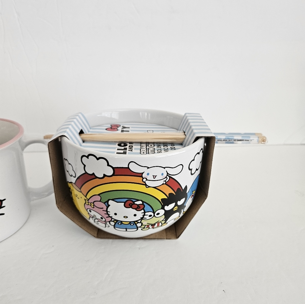 NEW Hello KittySanrio and Ramen‎ Bowl with Chopsticks Hello Kitty Friends